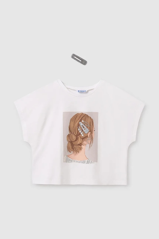 Mayoral tricou de bumbac pentru copii 6021.8B.Junior.PPYA bej SS25