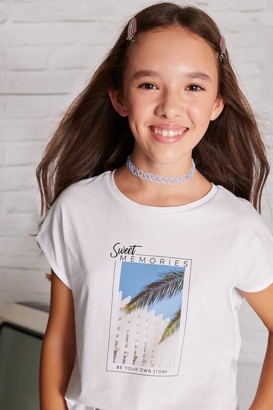 Детская хлопковая футболка Mayoral хлопок белый 6026.8E.Junior.PPYA