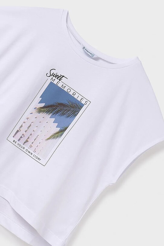 Mayoral t-shirt bawełniany dziecięcy biały 6026.8E.Junior.PPYA