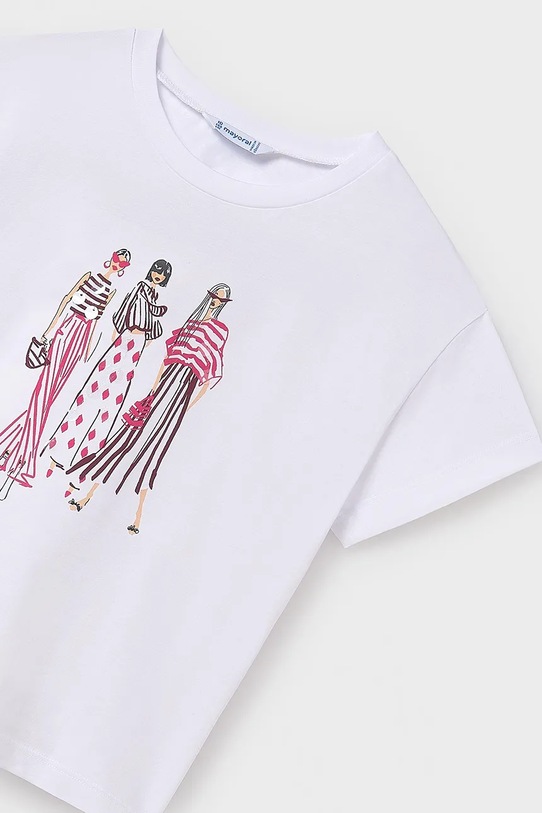 Mayoral t-shirt bawełniany dziecięcy biały 6030.8D.Junior.PPYA