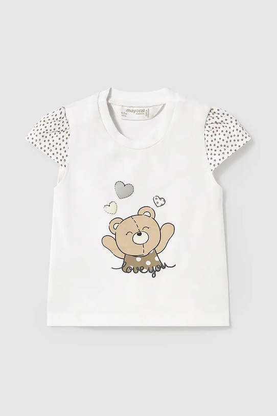 Detské bavlnené tričko Mayoral Newborn nášivka biela 1070.2N.Newborn.PPYH