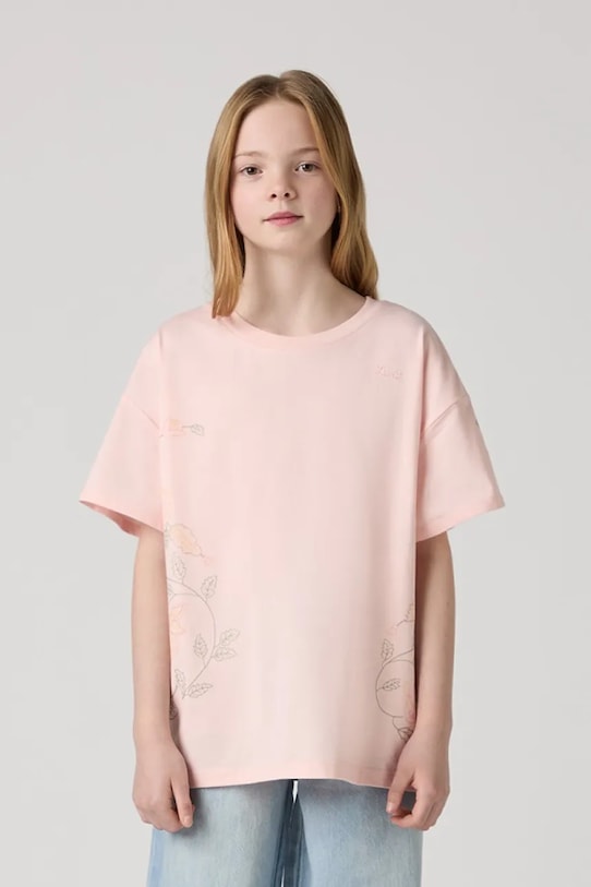 Levi's t-shirt dziecięcy OVERSIZE EMBROIDERY FLORAL pozostałe różowy 4EM398