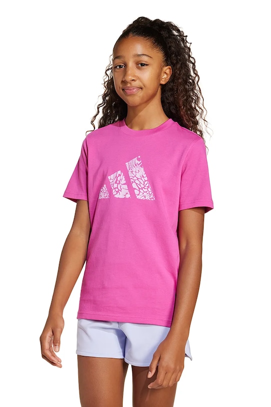 adidas tricou de bumbac pentru copii print roz JI6732