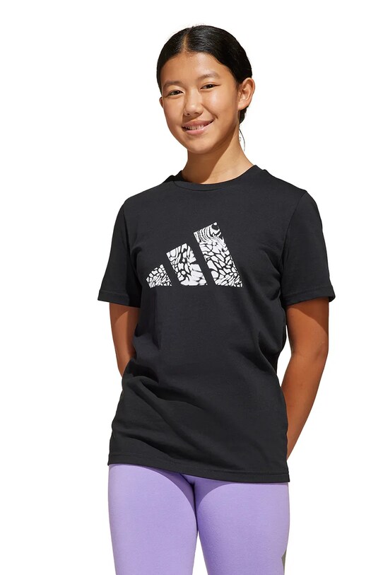 Dětské bavlněné tričko adidas kulatý černá JI6733