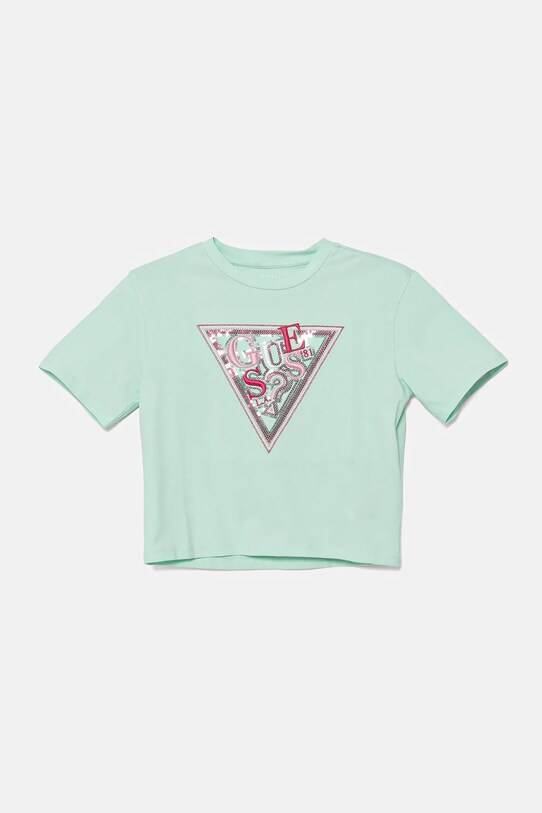 Guess t-shirt dziecięcy z elastanem turkusowy J5GI04.K6YW4.PPYA
