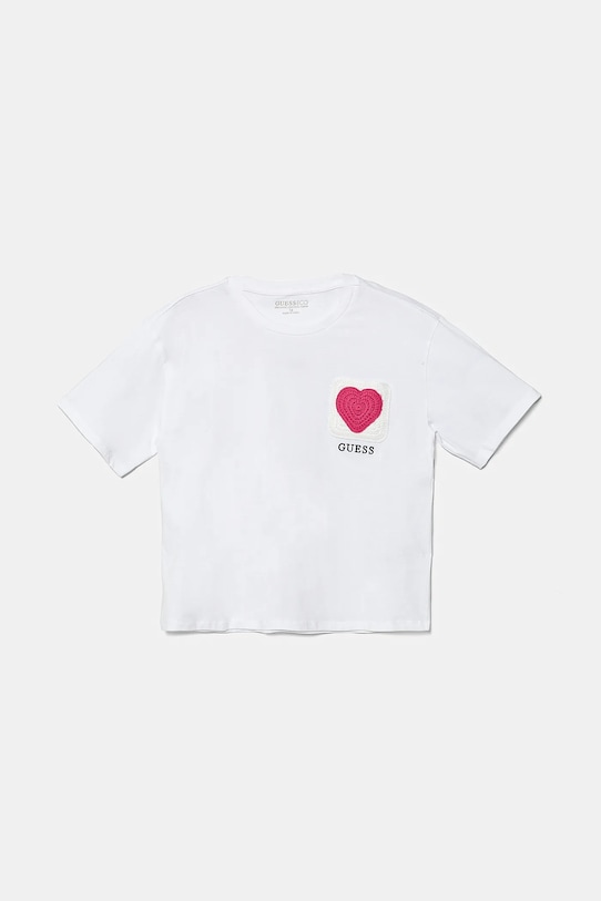 Guess t-shirt bawełniany dziecięcy aplikacja biały J5GI23.K8HM4.PPYA