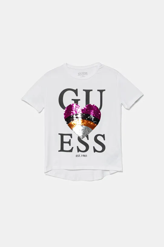 Guess t-shirt dziecięcy aplikacja biały J5GI26.K6YW4.PPYA