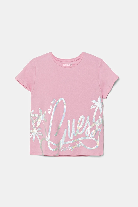 Guess t-shirt dziecięcy z elastanem różowy J5GI29.K6YW4.PPYA