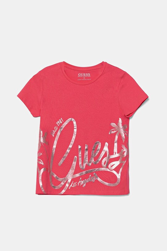 Guess t-shirt dziecięcy z elastanem różowy J5GI29.K6YW4.PPYA