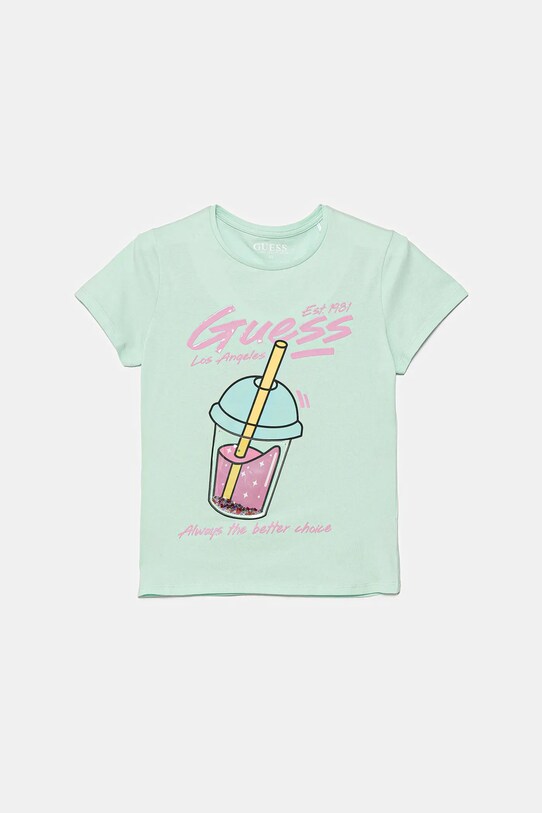 Παιδικό μπλουζάκι Guess βαμβάκι τιρκουάζ J5GI31.K6YW4.PPYA