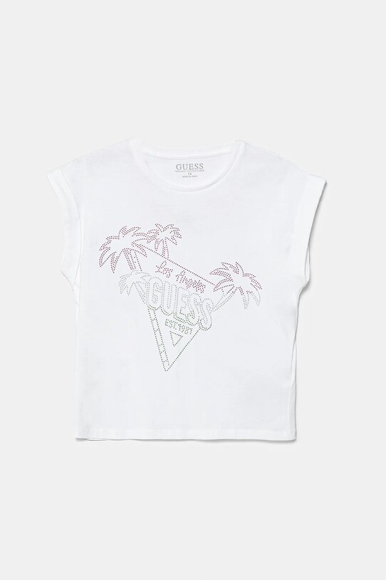 Детская хлопковая футболка Guess аппликация белый J5GI32.K8HM4.PPYA