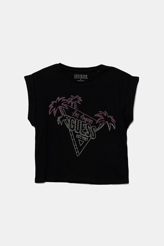 Guess tricou din bumbac pentru copii imprimeu negru J5GI32.K8HM4.PPYA