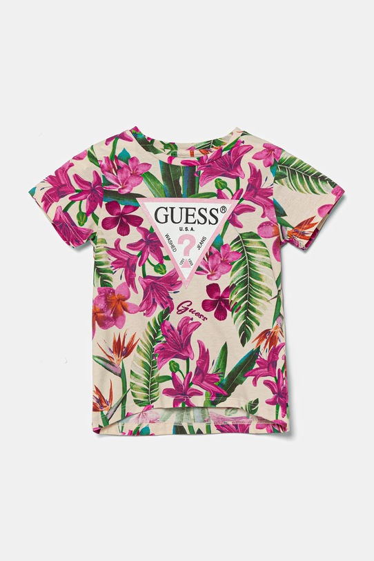 Guess t-shirt dziecięcy z elastanem różowy K5GI06.K6YW4.PPYA