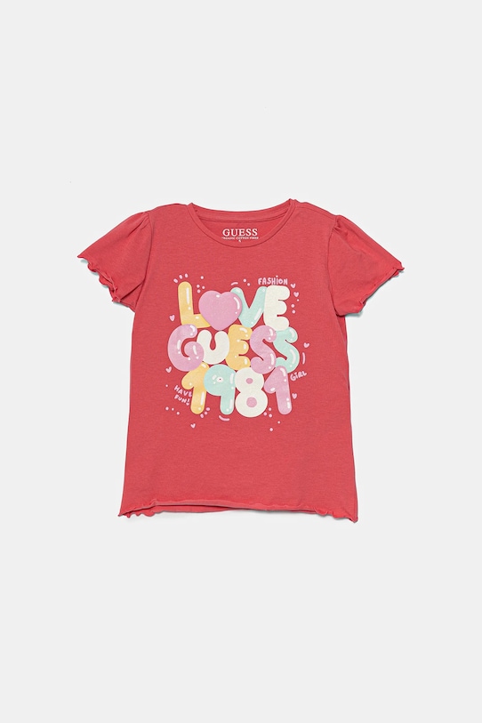 Guess t-shirt dziecięcy z elastanem różowy K5GI15.K6YW4.PPYA