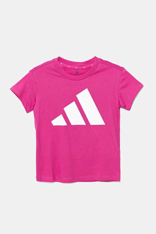 adidas t-shirt bawełniany dziecięcy nadruk różowy JE1386