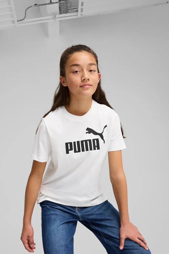 Puma tricou copii ESS No. 1 Logo Tee print alb 684892