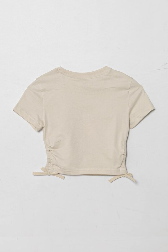 Puma t-shirt bawełniany dziecięcy FLAMING LOVE Knotted Tee 685108.G beżowy SS25