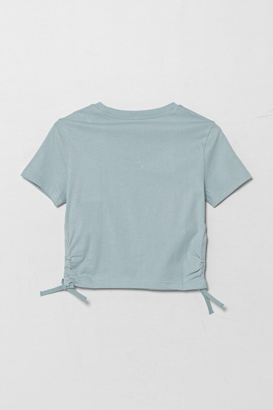 Puma t-shirt bawełniany dziecięcy FLAMING LOVE Knotted Tee 685108.G turkusowy SS25