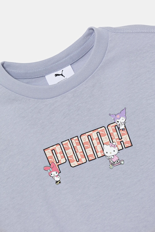 DÍVKA Dětské bavlněné tričko Puma HELLO KITTY & FRIENDS Relaxed Graphic Tee 630062 modrá
