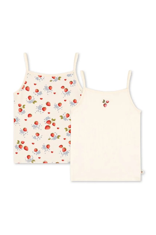 Konges Sløjd top dziecięcy BASIC 2 PACK STRAP TOP GOTS 2-pack wzorzyste beżowy KS102256