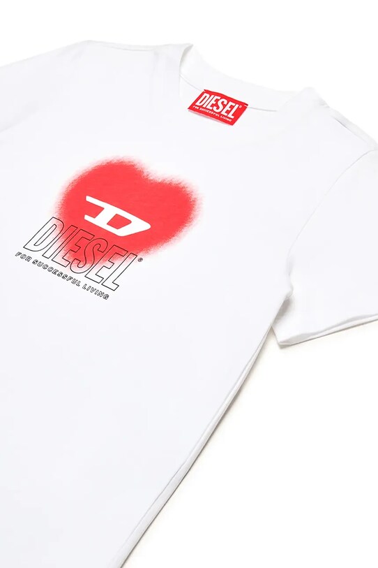 DÍVKA Dětské bavlněné tričko Diesel TCUORE T-SHIRT J02233 bílá