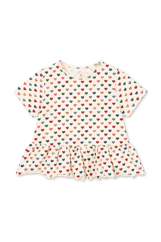 Konges Sløjd t-shirt BASIC FRILL TEE GOTS z elastanem beżowy KS103154