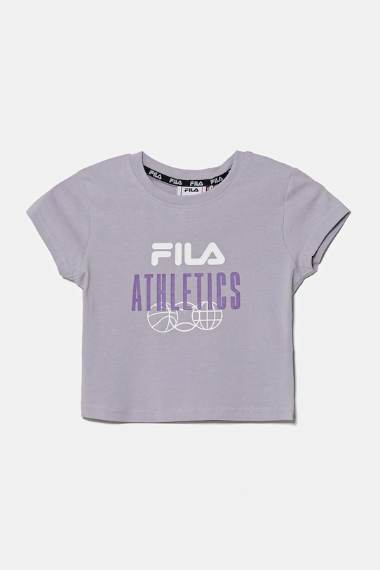 Fila t-shirt bawełniany dziecięcy ISNY nadruk fioletowy FAT0635
