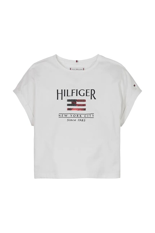 Detské bavlnené tričko Tommy Hilfiger KG0KG08525.104.122.PPYA biela SS25