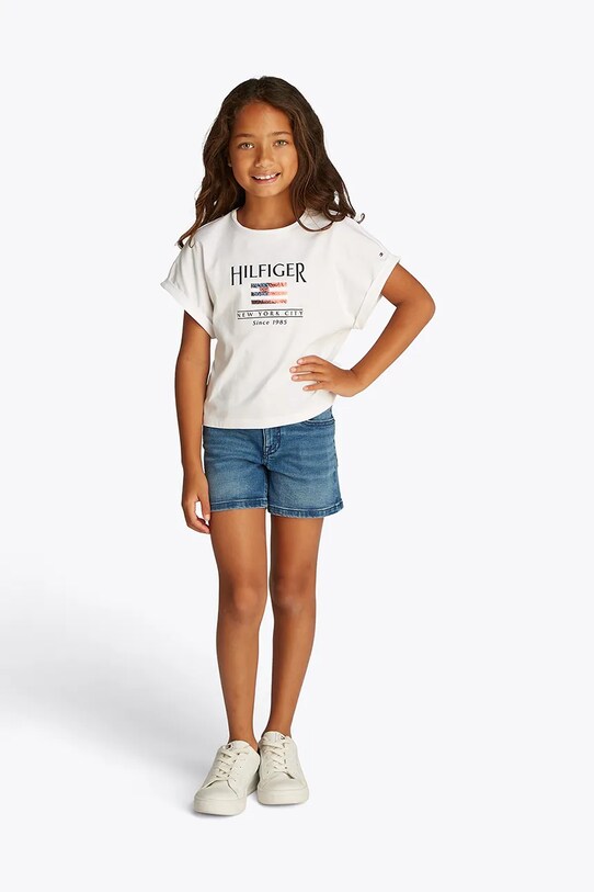 Detské bavlnené tričko Tommy Hilfiger KG0KG08525.104.122.PPYA biela