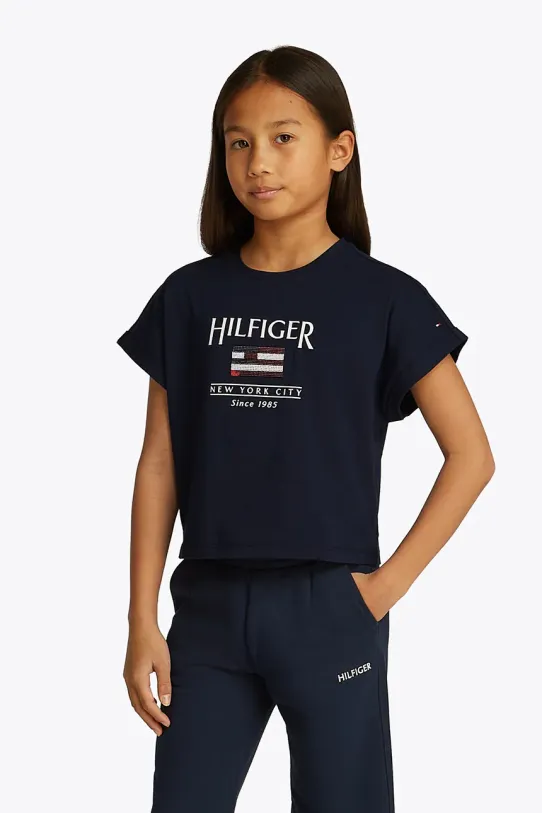 Tommy Hilfiger t-shirt bawełniany dziecięcy nadruk granatowy KG0KG08525.128.176.PPYA