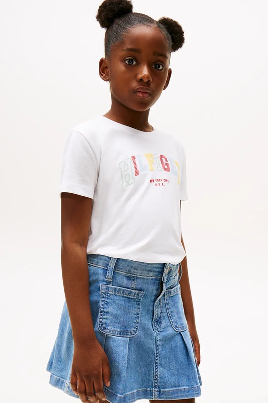 Dětské bavlněné tričko Tommy Hilfiger kulatý bílá KG0KG08526.98.122.PPYA