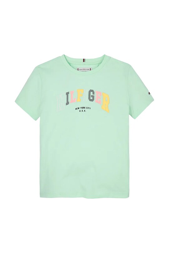Детская хлопковая футболка Tommy Hilfiger KG0KG08526.98.122.PPYA зелёный SS25