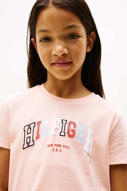 Tommy Hilfiger t-shirt bawełniany dziecięcy KG0KG08526.98.122.PPYA różowy