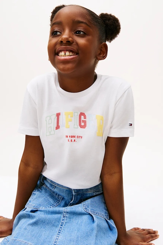 Tommy Hilfiger tricou copii KG0KG08526.128.176.PPYA alb