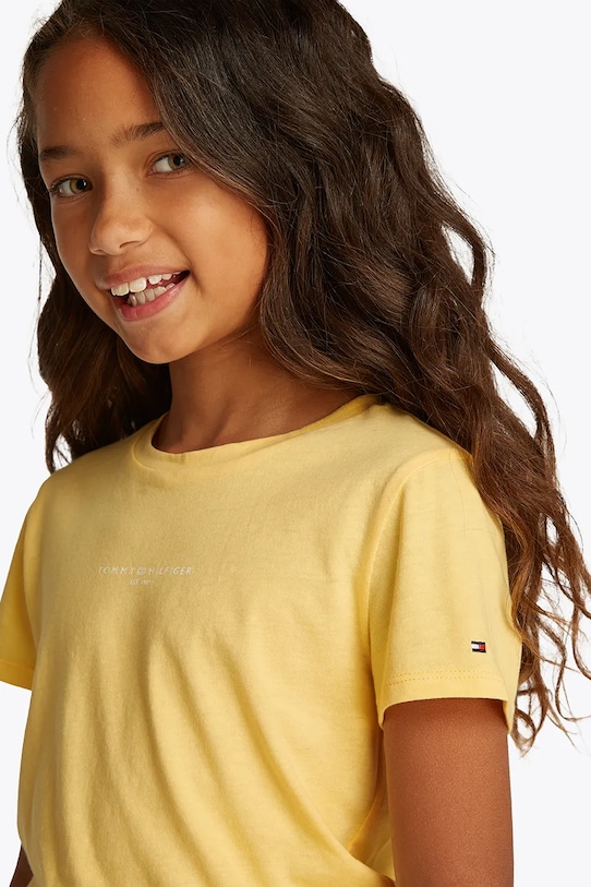 Tommy Hilfiger maglietta in cotone per bambini KG0KG08527.98.122.PPYA giallo
