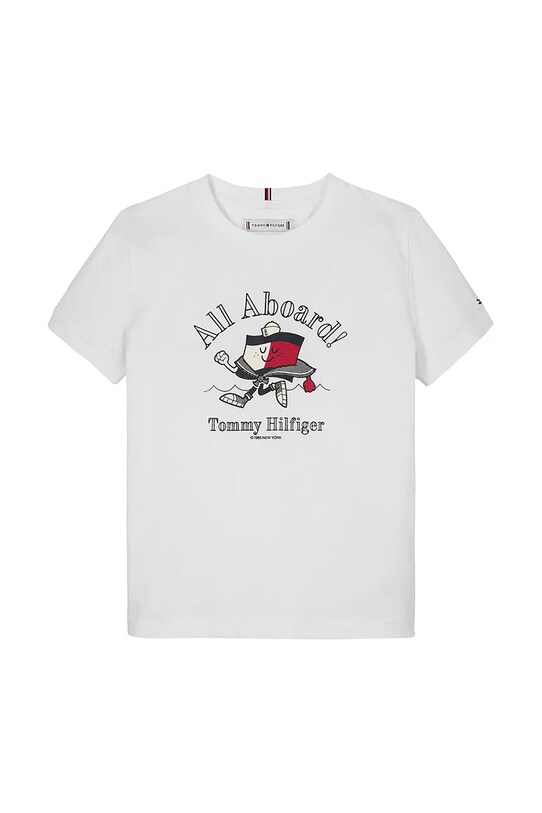 Детская хлопковая футболка Tommy Hilfiger KG0KG08530.PPYA белый SS25