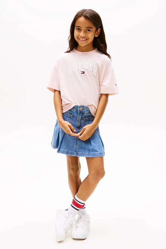 Детская хлопковая футболка Tommy Hilfiger розовый KG0KG08549.PPYA