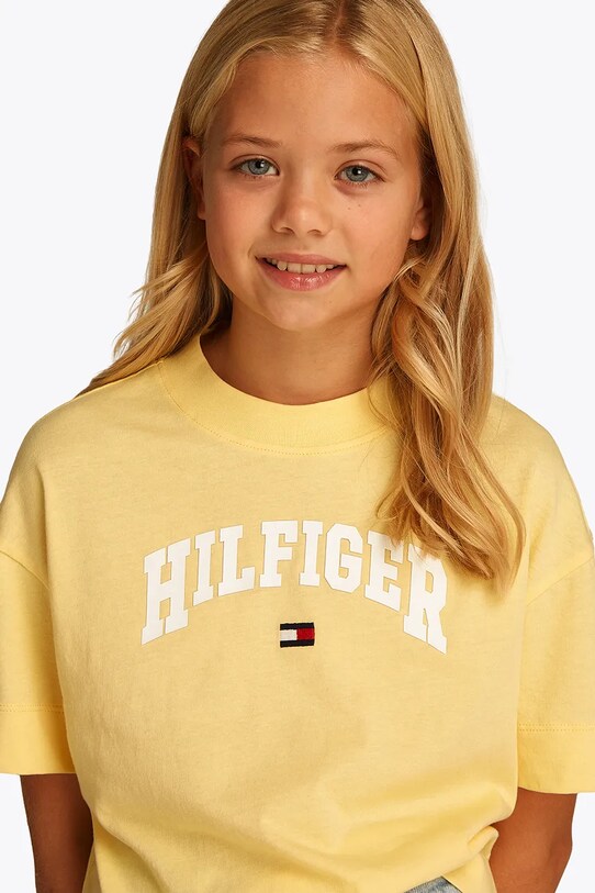 Tommy Hilfiger maglietta in cotone per bambini KG0KG08549.PPYA giallo