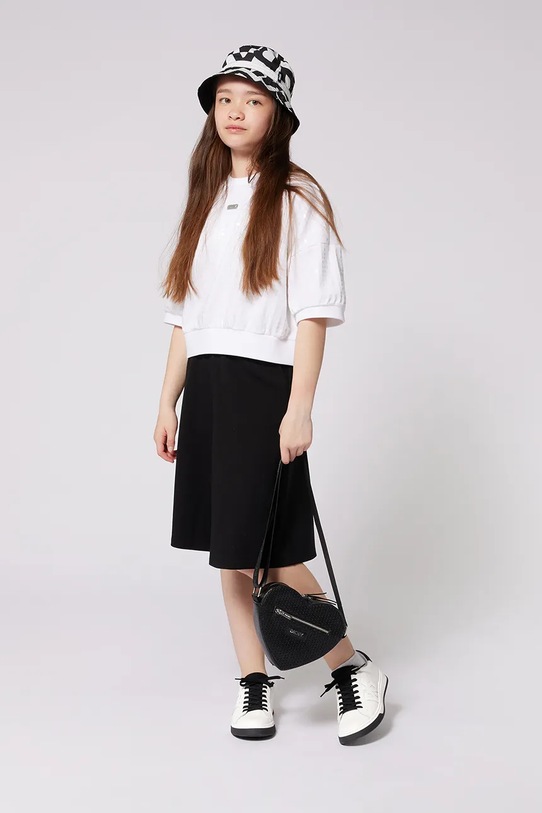 Otroška bombažna kratka majica Dkny Našitek bela D62308.114.150