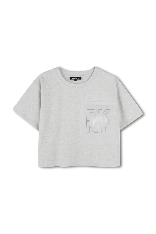 Otroška bombažna kratka majica Dkny Okrogel siva D62312.156.162