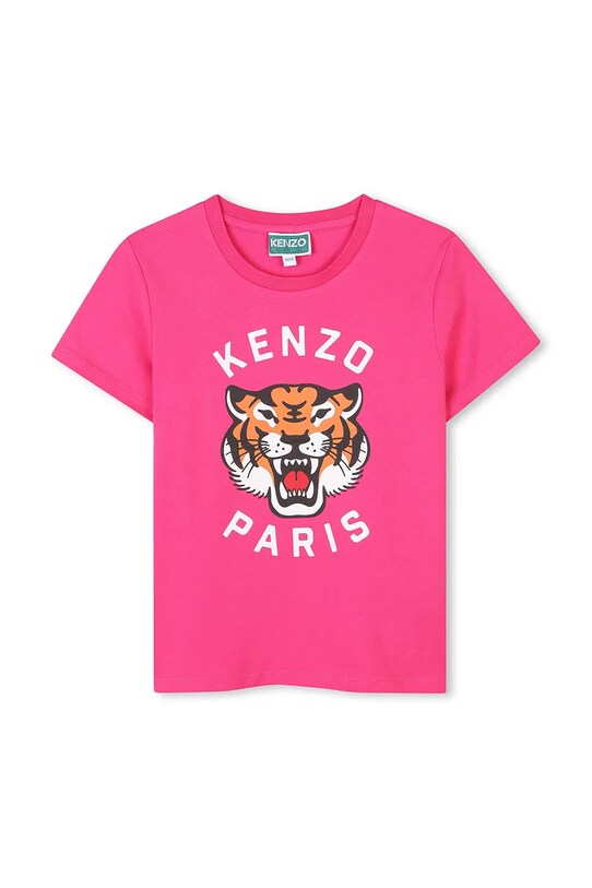 Otroška bombažna kratka majica Kenzo Kids Okrogel roza K61054.114.150