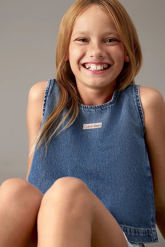 Dziewczynka Calvin Klein Jeans top dziecięcy IG0IG02949.PPYA niebieski