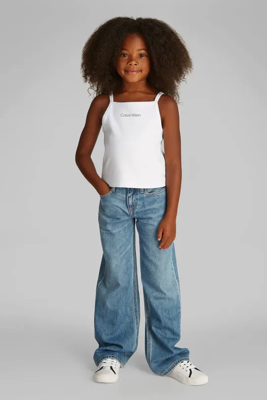 Calvin Klein Jeans top din bumbac pentru copii print alb IG0IG02868.PPYA