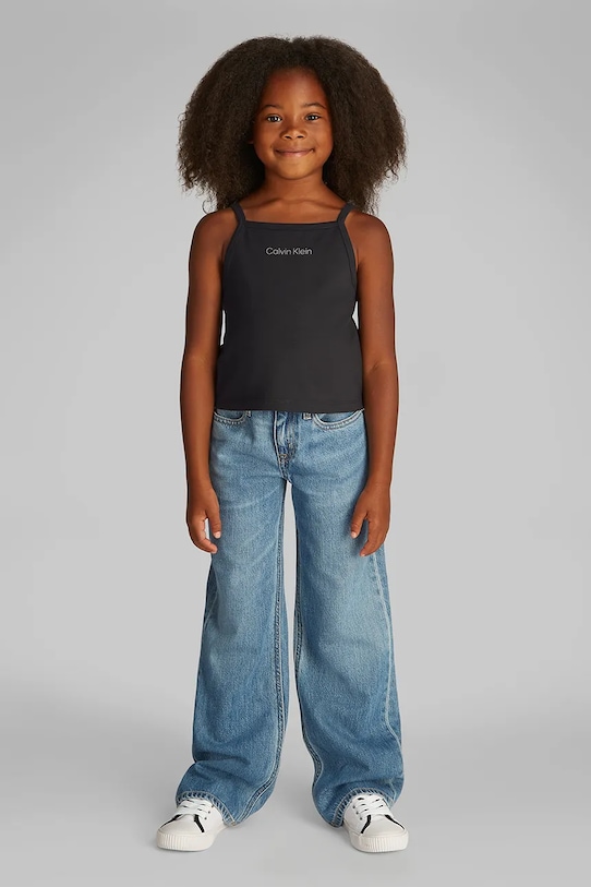 Детский хлопковый топ Calvin Klein Jeans хлопок чёрный IG0IG02868.PPYA