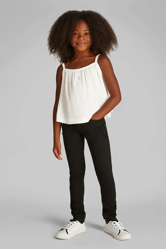 Calvin Klein Jeans top dziecięcy z elastanem beżowy IG0IG02870.PPYA