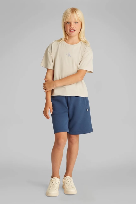 Детская хлопковая футболка Calvin Klein Jeans хлопок бежевый IG0IG02136.PPYA