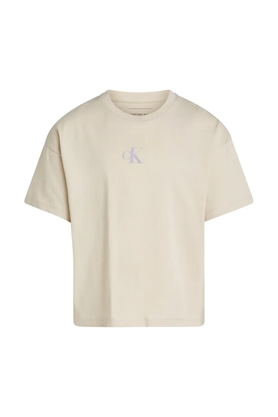 Детская хлопковая футболка Calvin Klein Jeans IG0IG02136.PPYA бежевый SS25