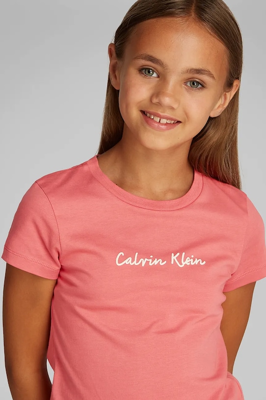 Дитяча бавовняна футболка Calvin Klein Jeans IG0IG02857.104.116.PPYA рожевий