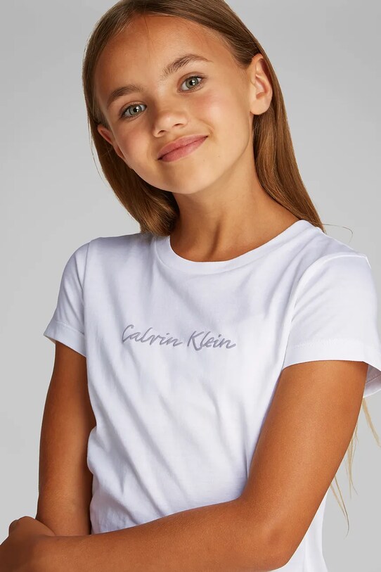 Дитяча бавовняна футболка Calvin Klein Jeans IG0IG02857.128.176.PPYA білий