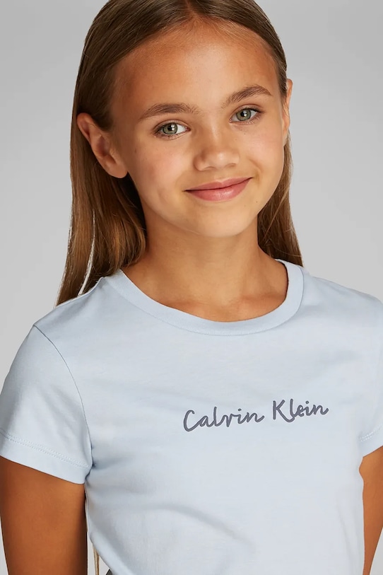 Детская хлопковая футболка Calvin Klein Jeans IG0IG02857.128.176.PPYA голубой